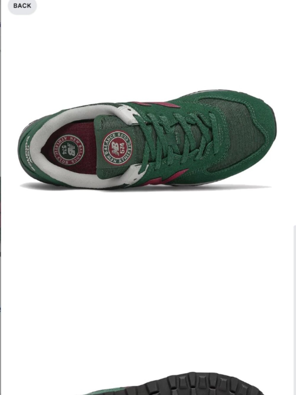 New Balance 574 Green Garnet Sneakers Size 9 - Picture 2 of 7